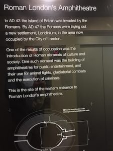 Plaque commemorating the Roman Amphitheater in London.